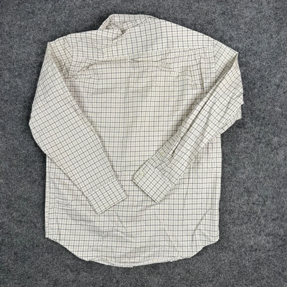 Banana Republic Button Down‎ Mens Size S Cream Brown Cotton Long Sleeve Shirt